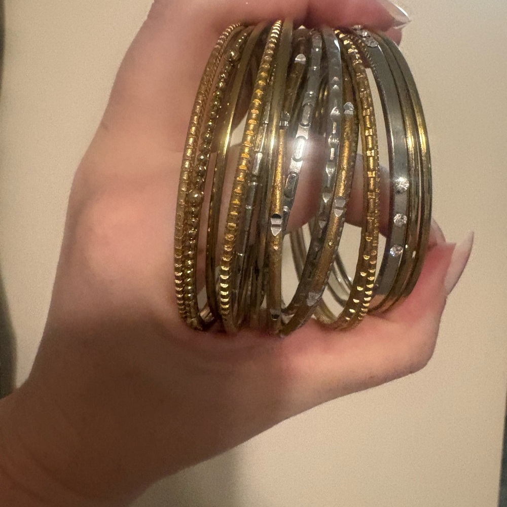 Elegant Gold and Silver Bangle Set